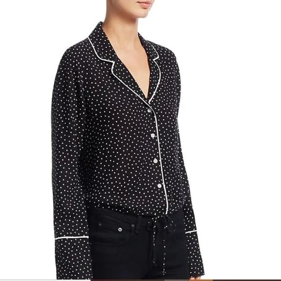 Scripted Polka Dot Crop Longsleeve Top from Saks NWT - Picture 1 of 8